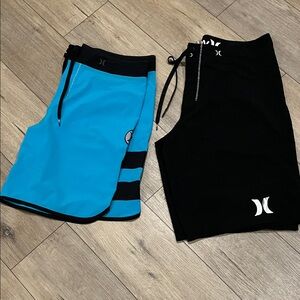 Hurley Men's Aqua and Black Hybrid Shorts- LIKE NEW